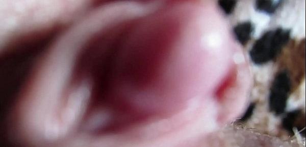  Extreme close up on my huge clit head pulsating